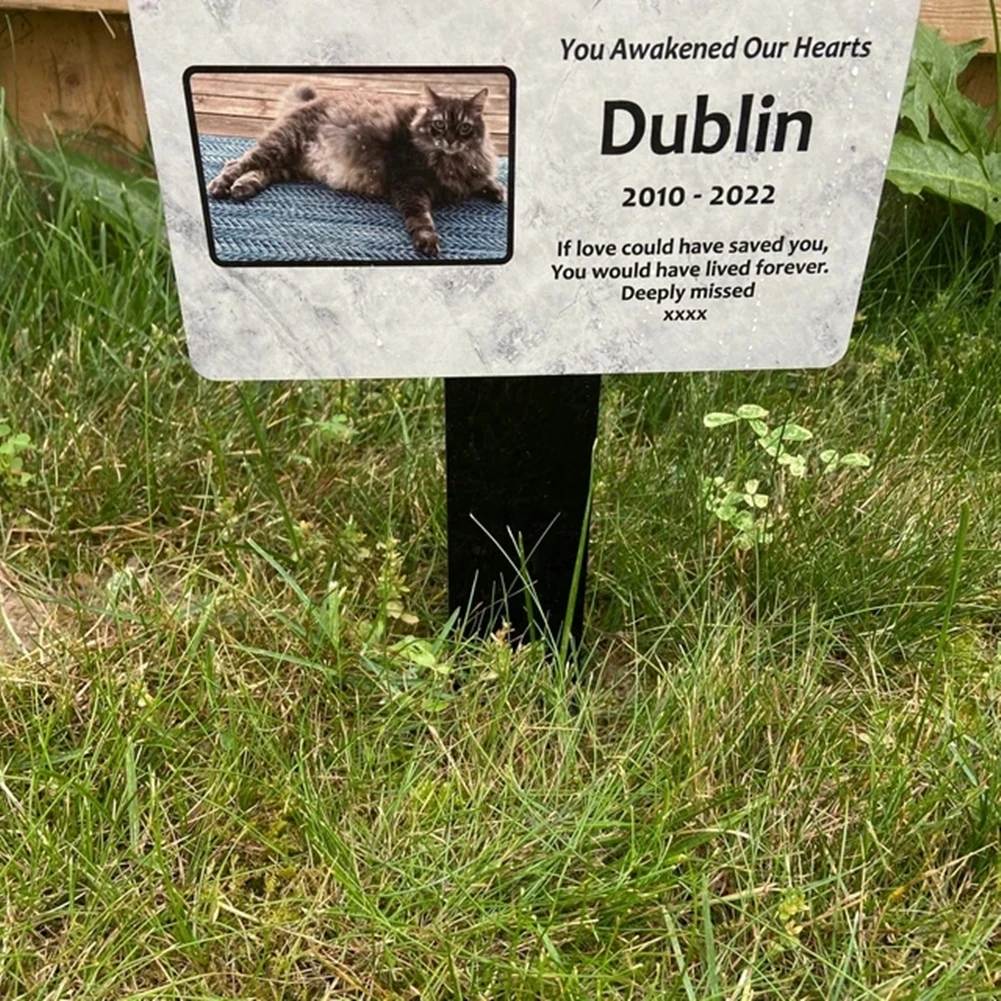Pet Memorial Wooden Stake Grave Marker Pet Gravestones Cat Dog Souvenirs Loss Add Photo And Text Memorial Gifts