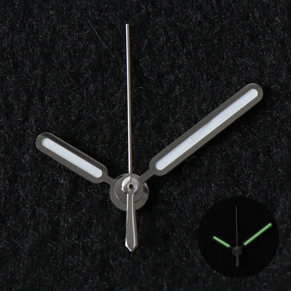 Watch Accessories, 8.5*12.5*12.5mm NH35 Watch Hand for Seiko Nautilus NH35 NH36 Movement Watch Needle Hands, Green Lume Silver Vintage