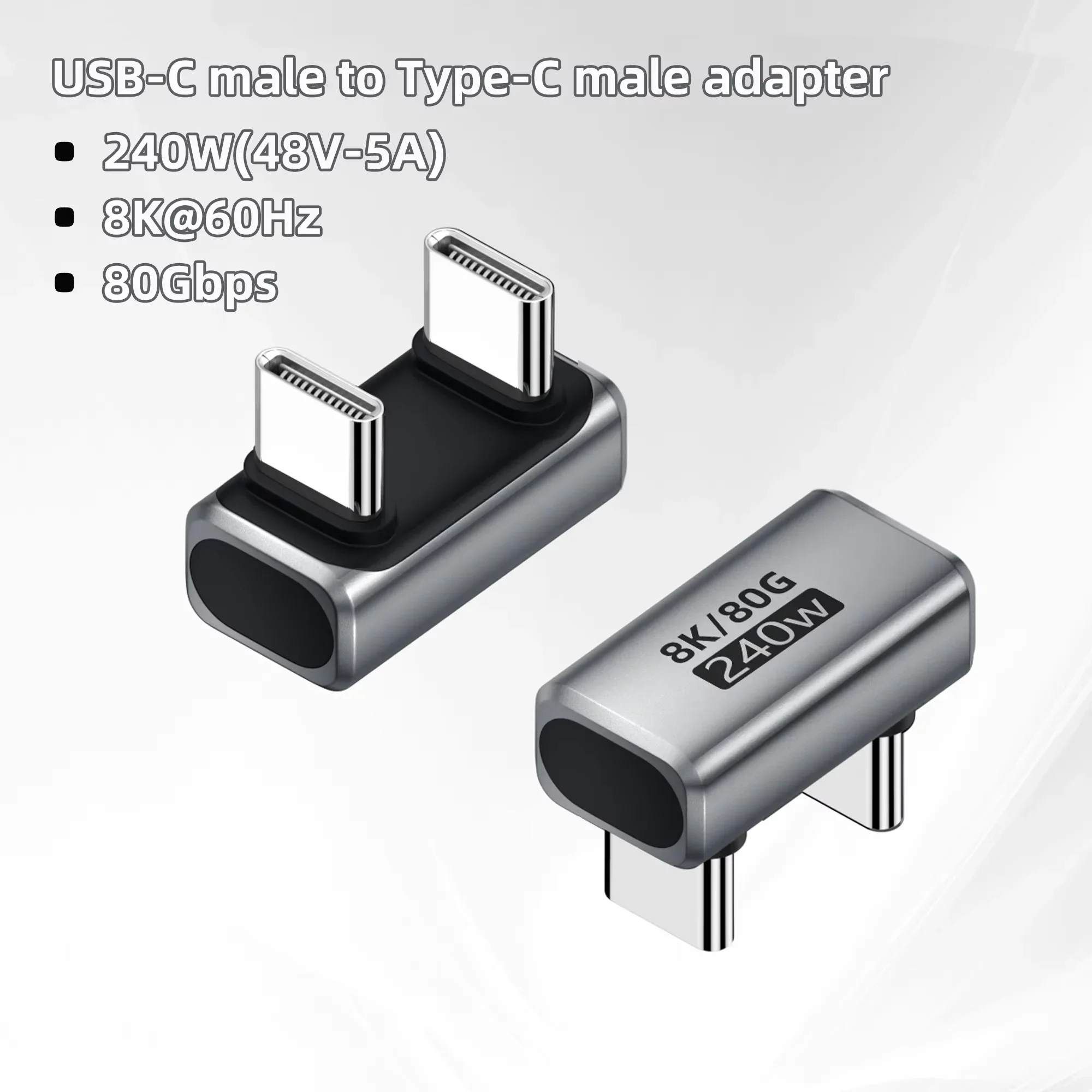 High-Speed USB-C 8K Charger Connector with 240W Power Delivery and 80Gbps Data Transfer Rate