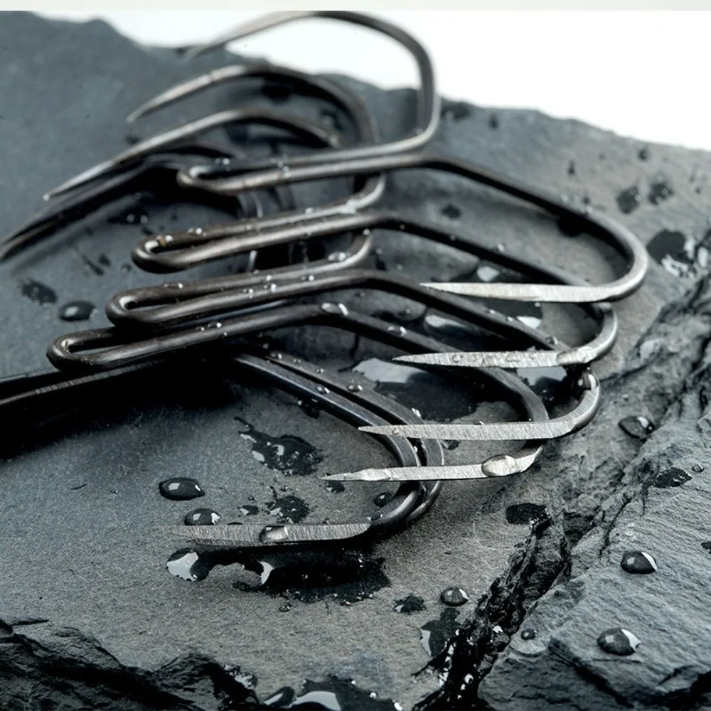 10pcs Duple Hooks Fishing hook grind High Carbon Steel Strong Anchor Hook Nonbarb Black Nickel Double Anchor Hooks