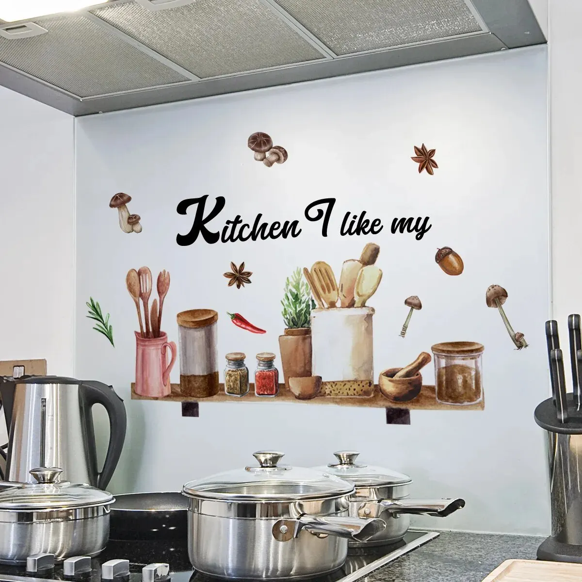 Kitchen Wall Sticker Tableware Ingredients Seasoning Decoration