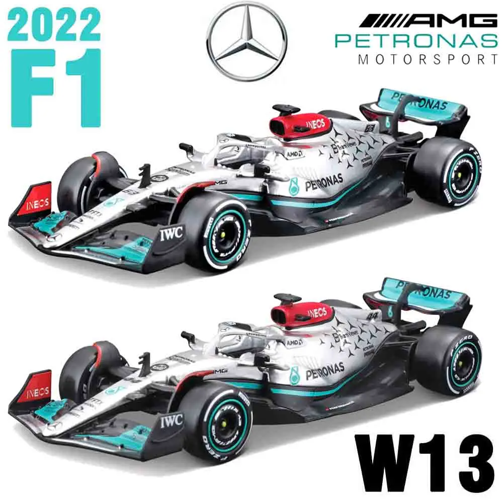 Bburago 1:43 2022 F1 Mercedes-AMG W13 #44 Hamilton #63 George Russell Alloy Toy Car Model Super Formula Die Cast Model 6