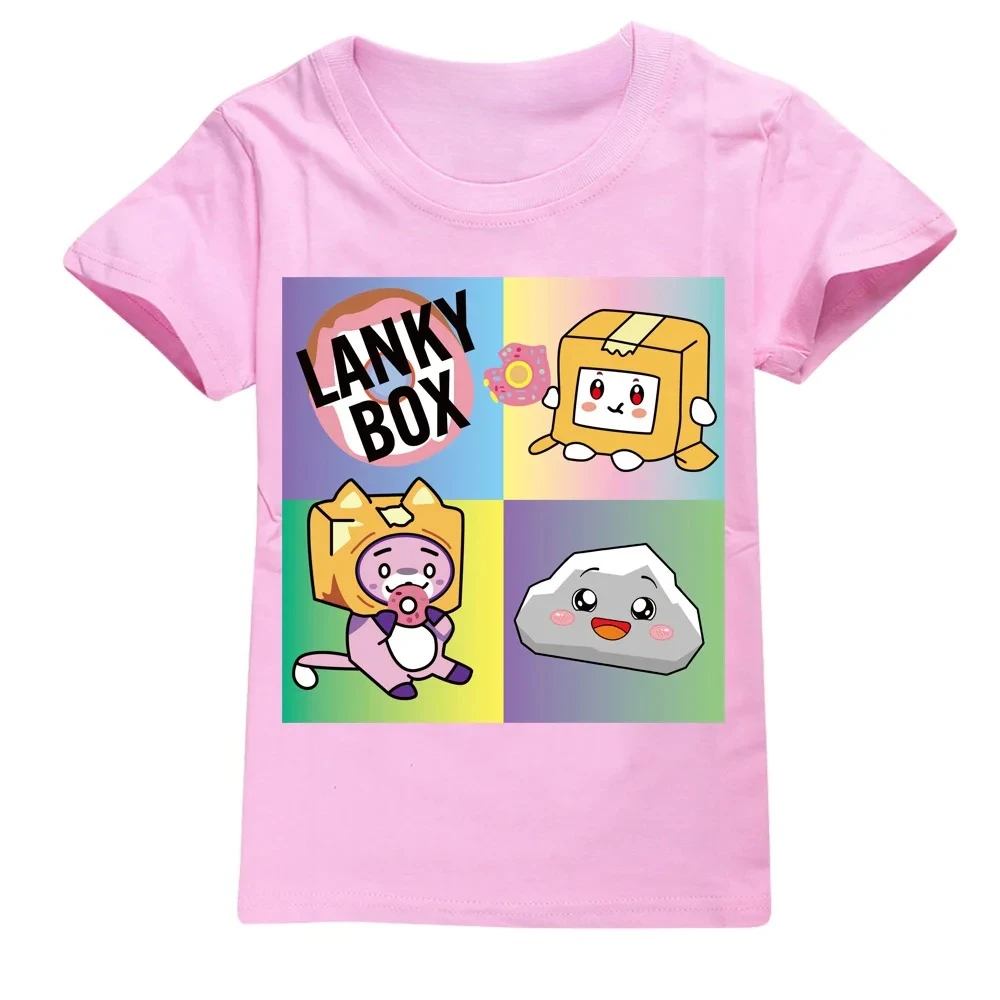 Kawaii Boys T-shirt Cartoon Lanky Box Cute Print Short Sleeve Girls Clothes Summer Casual Fashion Funny Cotton Children Tops Tee 5