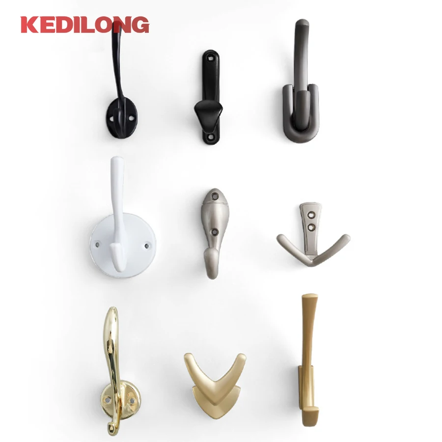 Modern minimalist zinc alloy black clothes hook furniture hardware foyer gold wardrobe wall hook 6