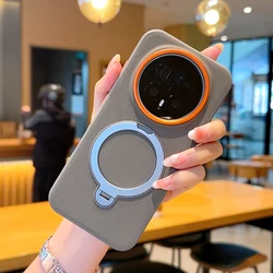 Magnetic Rotatable Metal Ring Stand Matte Kickstand Case - TPU+PC Cover - Honor Magic8 Pro (Grey)