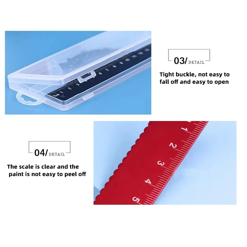 4pcs Metal Drawing Set Transparent Box Student&lsquo;s Measuring Ruler Multi-function Kit Korean Stationery Kawaii School Supplies