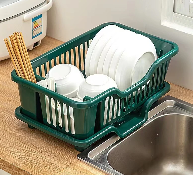 Plastic Dish Drying Rack Adjustable Thicken Kitchen Plates Organizer With Drainboard Over Sink Countertop Cutlery Storage Holder