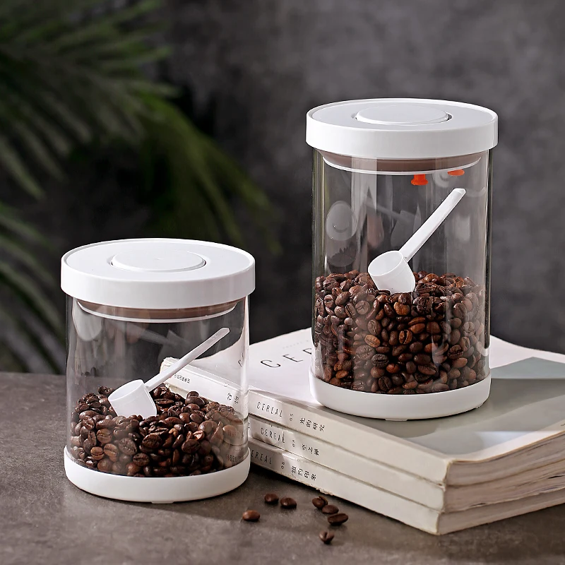 Bincoo Coffee bean storage jar Food grade glass sealed container of coffee  powder vacuum storage container with spoon - AliExpress