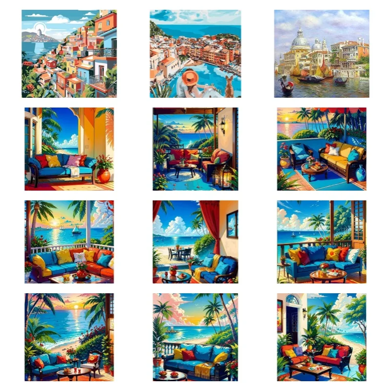 

Home Wall Decor Frame Seaside Landscape DIY Painting By Numbers Kits Acrylic Paint By Numbers Modern Wall Art Picture For Home D