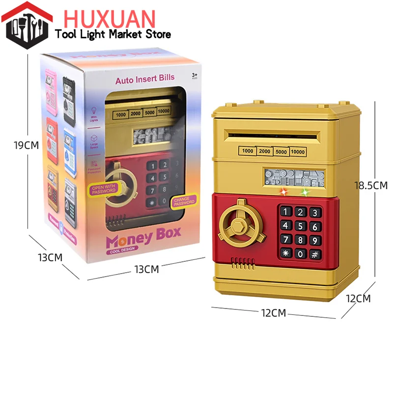 Bancomat elettronico, salvadanaio automatico, mini cassaforte per monete, contenitore per contanti, contatore con codice, serratura a chiave, regalo per bambini_voghion.com