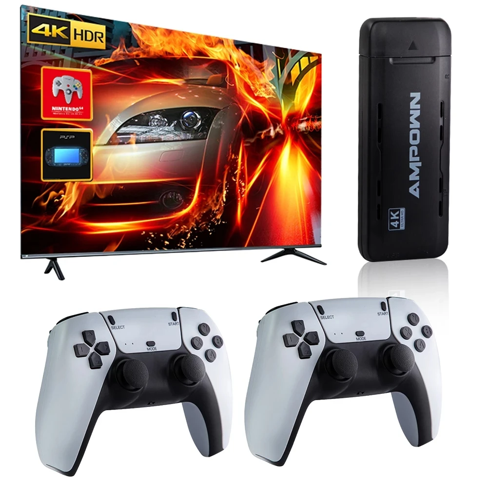 

2022 Ampown U9 TV Game Stick With Two 2.4G Wireless Controller 64GB 10000 PS PSP Retro Video Games Console Gaming Player GameBox