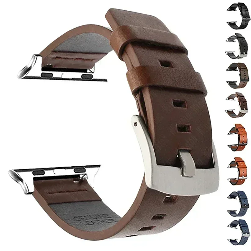 Echt Lederen Band Voor Apple Watch Ultra 2 Band 49Mm 9 8 7 45Mm 41Mm Hoge Kwaliteit Band Voor Iwatch Serie 6 Se 5 4 44Mm 40Mm