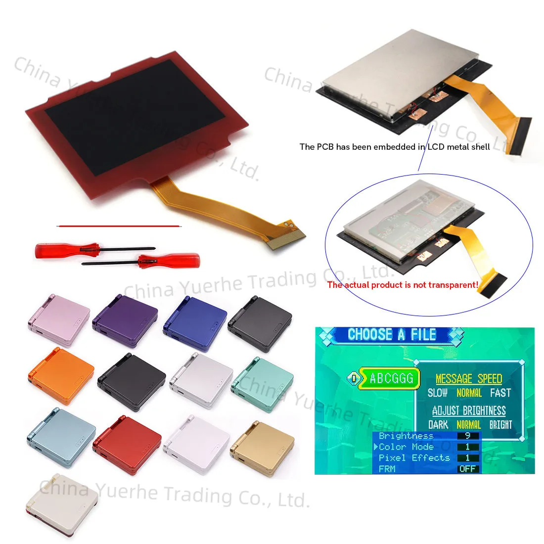 레드 렌즈 드롭인 프리 라미네이티드 720x480 레트로 픽셀 IPS LCD 키트..