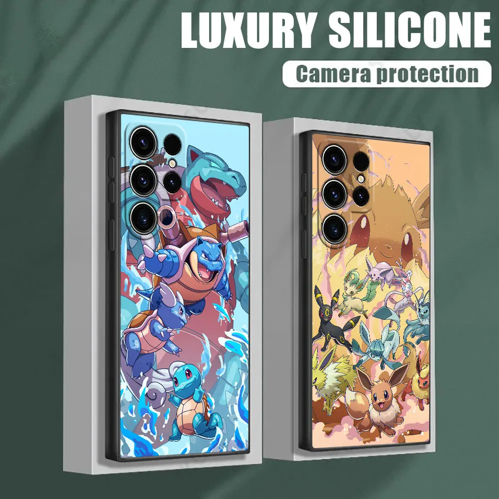 

Pokemon Squirtle Eevee Gengar Anime Phone Case For Samsung Galaxy S24 Ultra Cases S23 S21 S20 FE S22 Plus Note 20 Silicone Cover