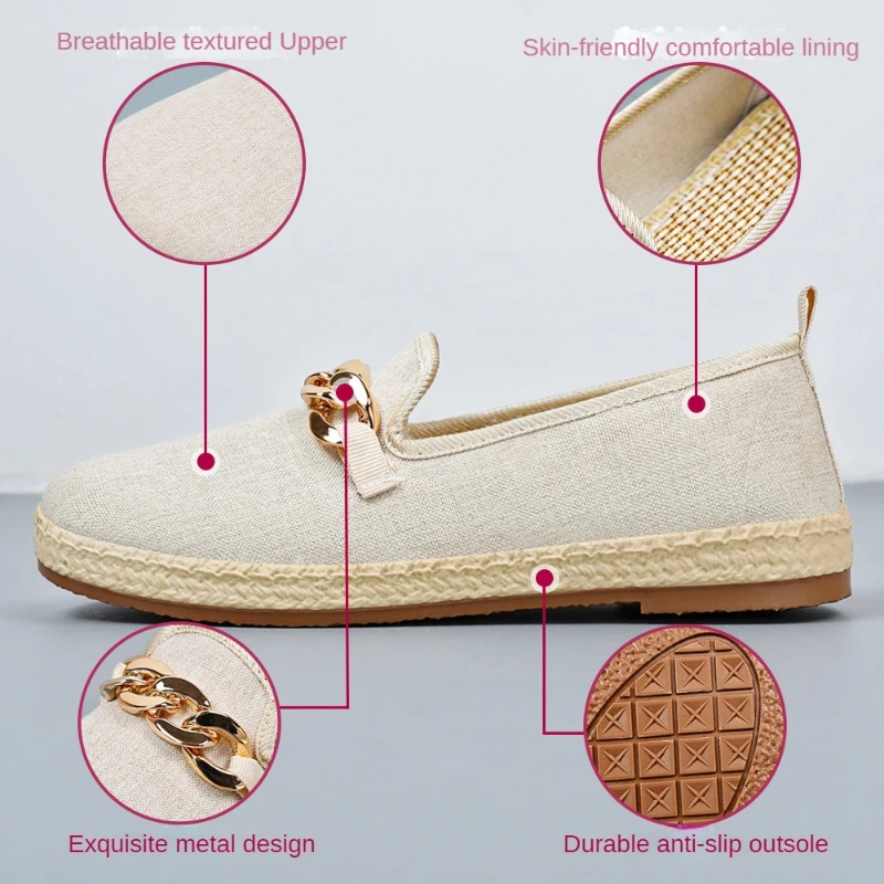 Female 2024 Spring New Daily Flat Bottom Canvas Shoes with Soft and Comfortable Meat, One Step Single Shoes for Leisure Use