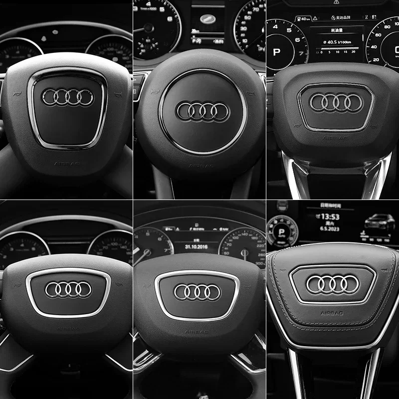For Audi A3 A4 B8 8P B9 8V A5 A6 C7 A7 Q3 Q5 Q7 Automobile Steering Wheel Bright Frame Strip Electroplated Car Sticker automobile steering wheel sticker