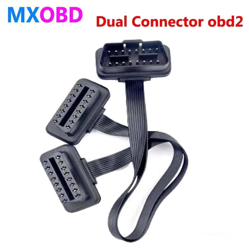 Doppio Femmina Y Splitter Gomito 16 Pin Obd 2 Extender Odb Obd2 Cavo 16 Pin Maschio A Femmina Flat Noodle Obd Ii Extension Connector