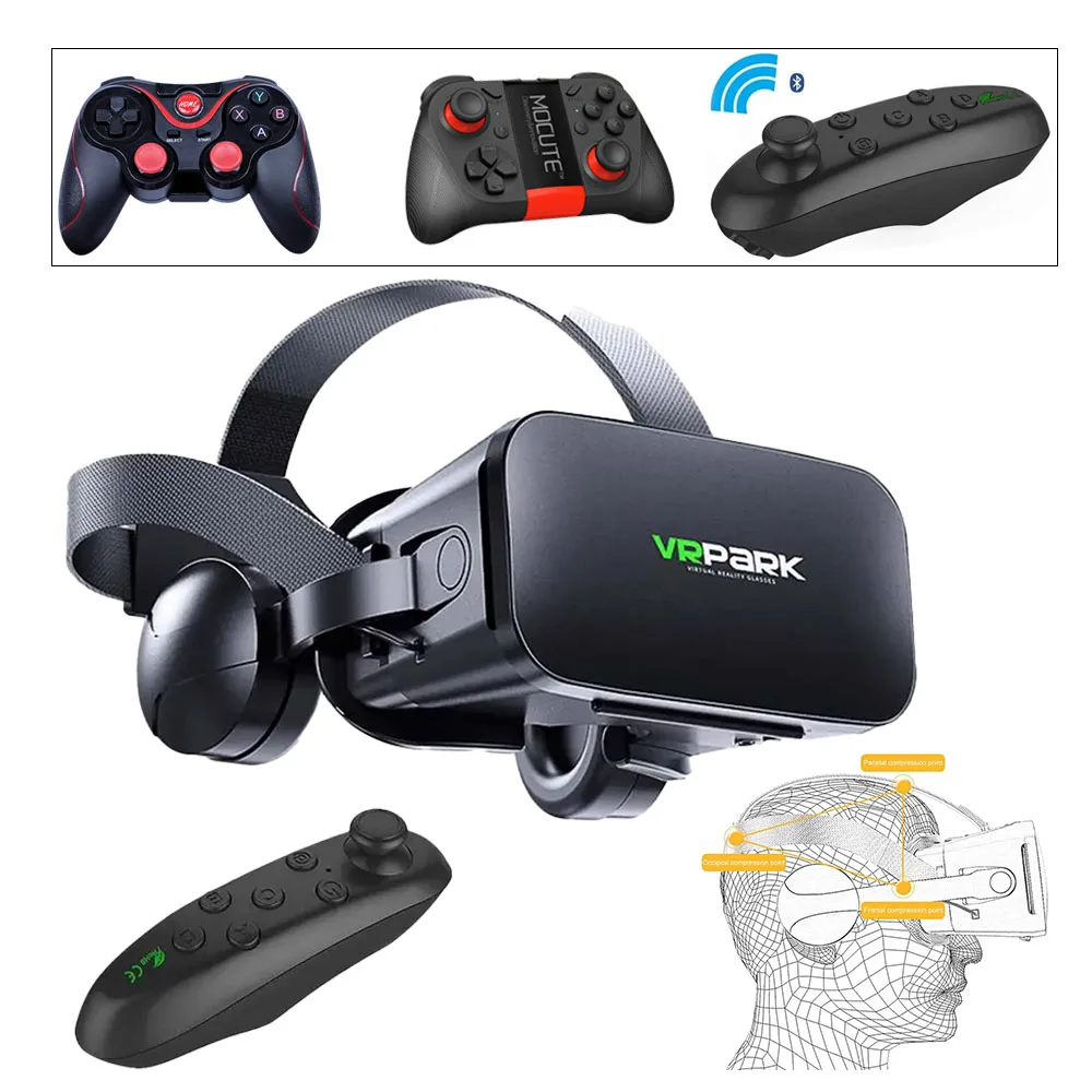 3D VR Glasses Full-screen Virtual Reality Glasses With A Large Headset Game Pad For 4.5 To 6 Inches Android IOS Smartphone