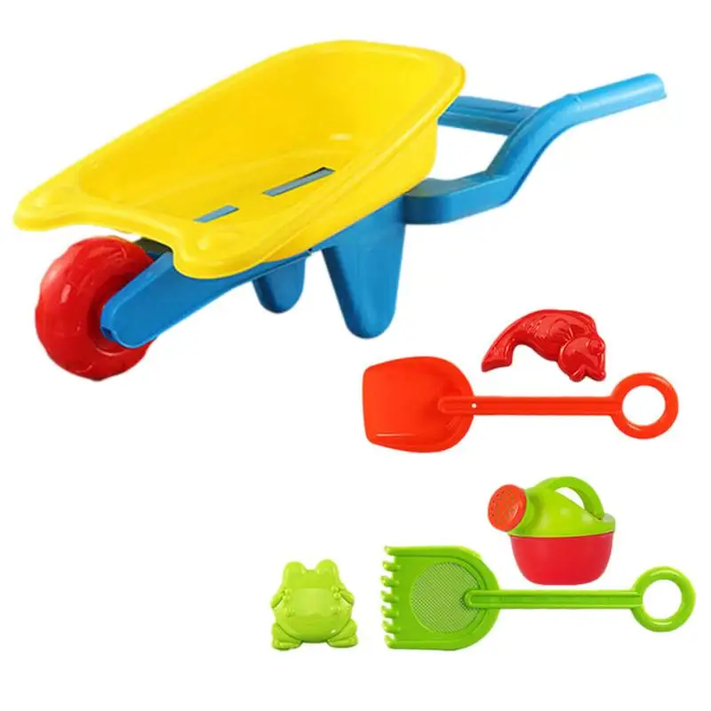 6pcs Beach Toy Set BPA Free Sand Wheelbarrow Snow Shovel Play Toys Beach Toys For Kids L5