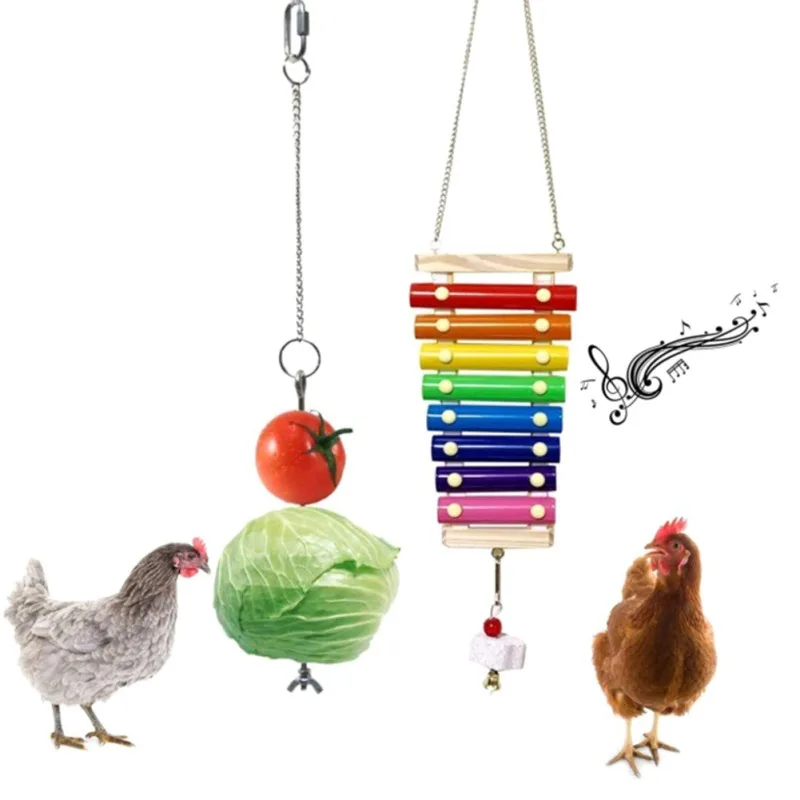 5-Piece Bird Toy Set - Natural Wood Chewing Toys With Bells For Conures, Cockatiels, Parakeets