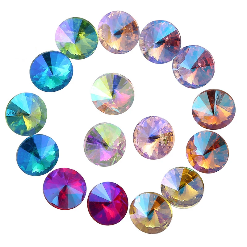 

Wholesale Color AB Round Shape Point Back Crystal Glass Stone Glue on Rhinestones DIY Jewelry Making Nail