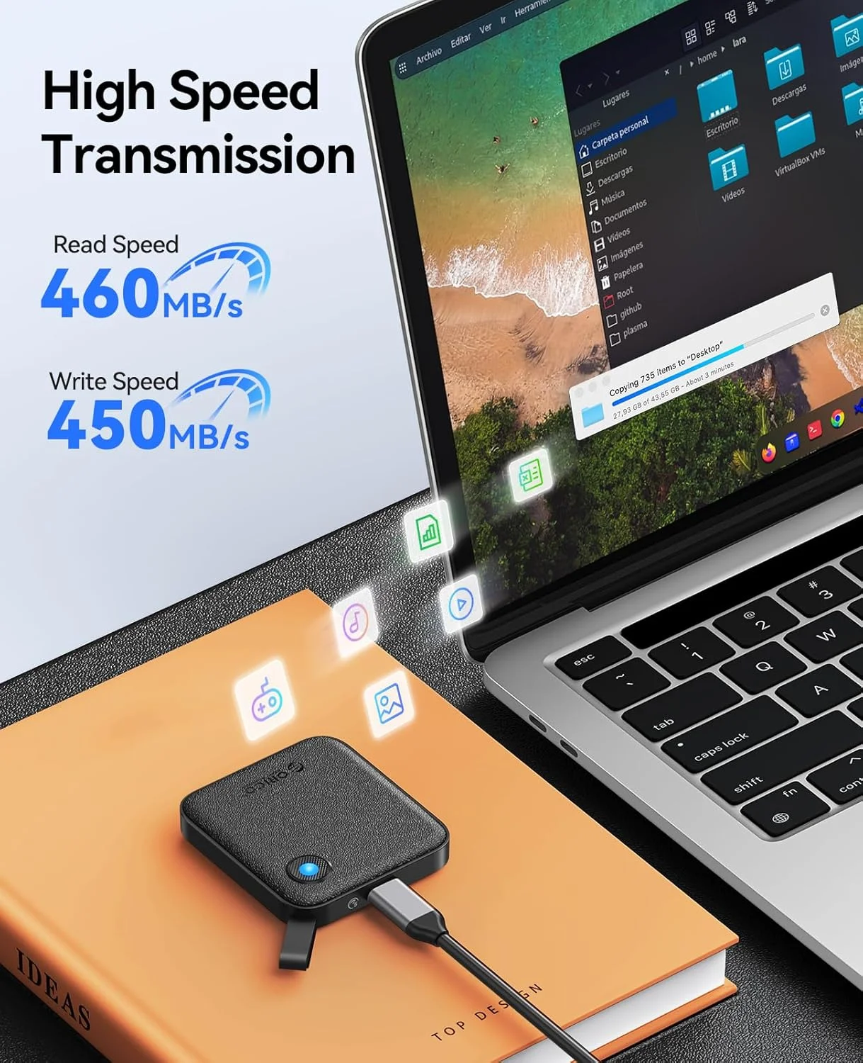 External Hard Drive ORICO Portable SSD for iPhone 15/Pro Windows Mac