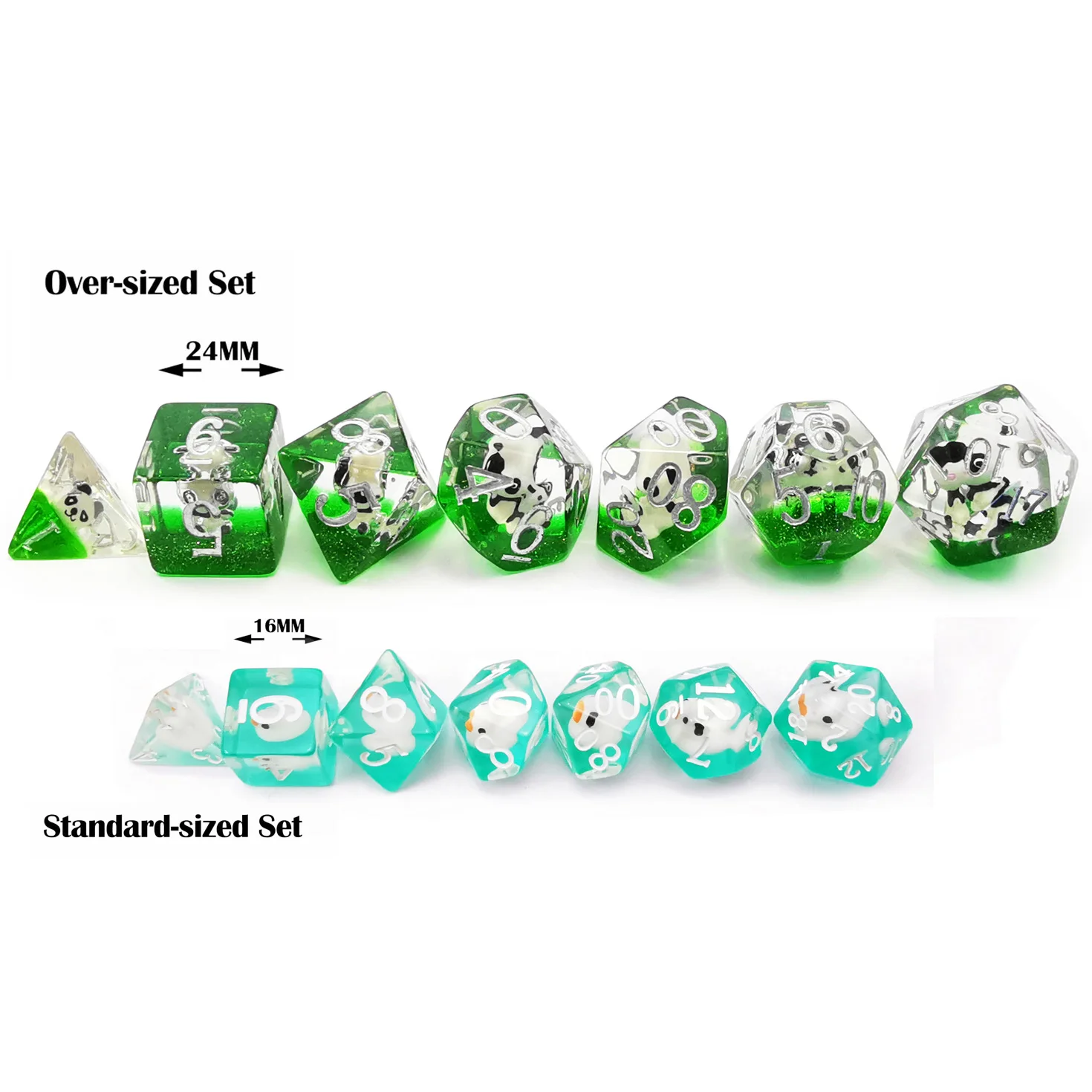 Bescon Oversized DND Animal Dice Set of Panda, Giant 7pcs Panda Polyhedral D&D Dice Set, Big Sized Dungeons and Dragons