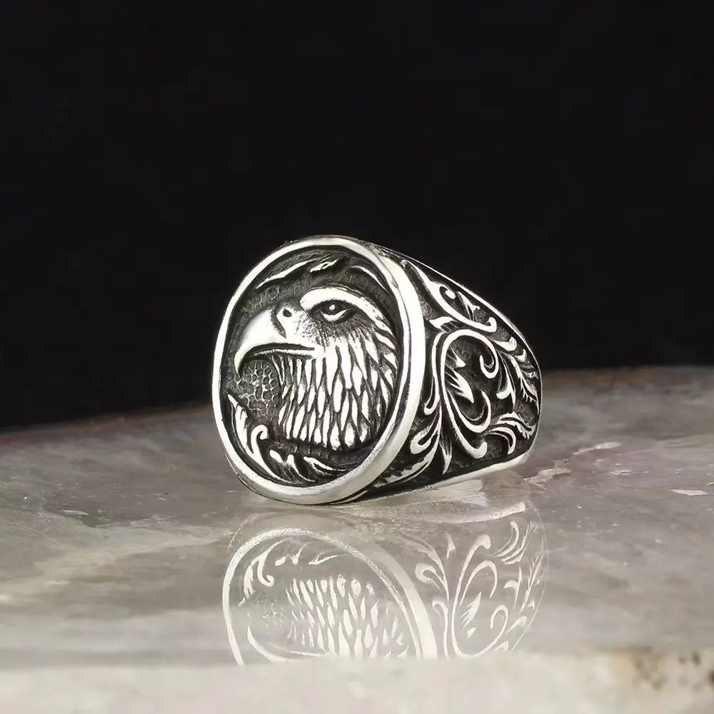 

Eagle Lover Black Punk Style Fashion Men's Ring Euro-american Style Men's Ring Simple Design Personality Alloy Ring