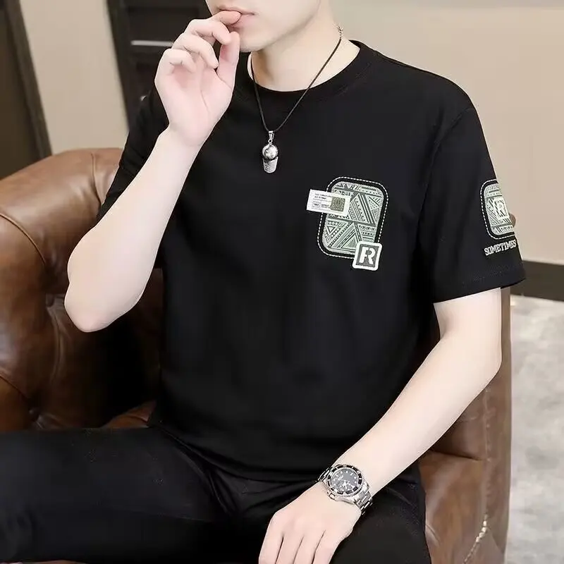 

Summer New Youth Short Sleeve T-shirt Men's Round Neck Top Tee Men's Loose Bottoming TShirt