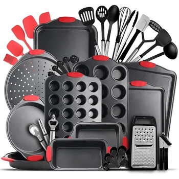 Nonstick Bakeware Sets with Baking Pans Set, 39 Piece Baking Set, Steel Baking Sheets for Oven with Kitchen Utensils Set - Black 1