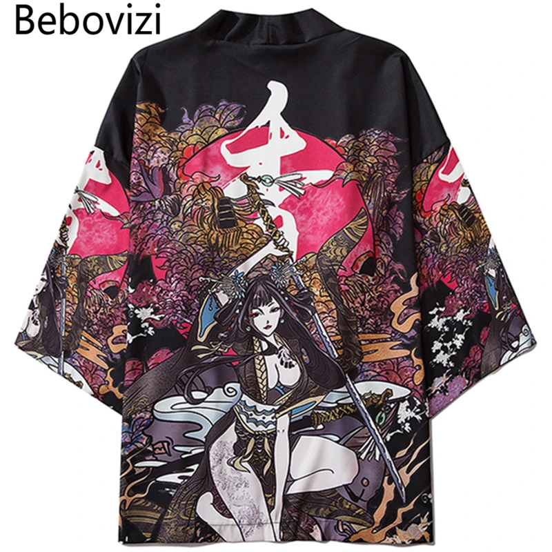 Bebovizi Summer Beauty Samurai Traditional Kimono Japanese Anime Clothes Cardigan Cosplay Men Women Yukata Female Shirt Blouse