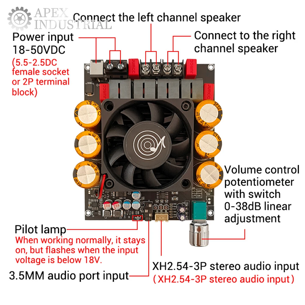 ZK-6002 DC 18-50V Pure Post Amplifier Board 600W+600W 2 Dual