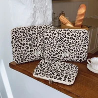 Sac de rangement pour ordinateur portable en velours côtelé, décoration décontractée à imprimé léopard, 11/13/15 pouces, adapté aux déplacements quotidiens 3