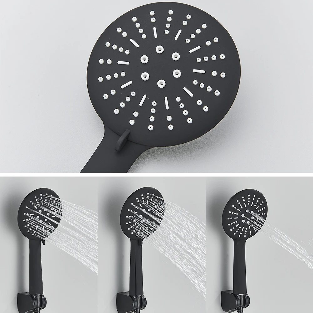 Black Thermostatic Bathroom Shower Faucet Dual Handle Bathtub Faucet Wall Mounted Mixer Tub Tap 3