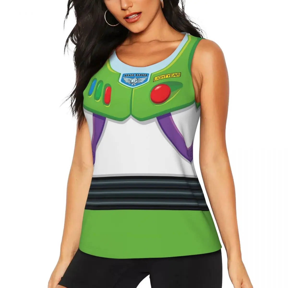 Toy Story Buzz Ranger Workout Tank Tops for Women Quick Dry Sleeveless Yoga Shirt