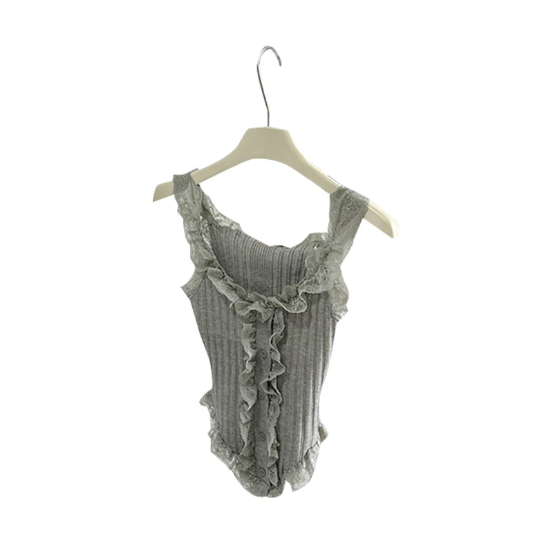 Sexy Mode süß lässig Slim Fit kurze ärmellose Tanktops passen alle zu einfachen Spitzen nähten schicke Tanktops für Frauen Mädchen – Detail 7