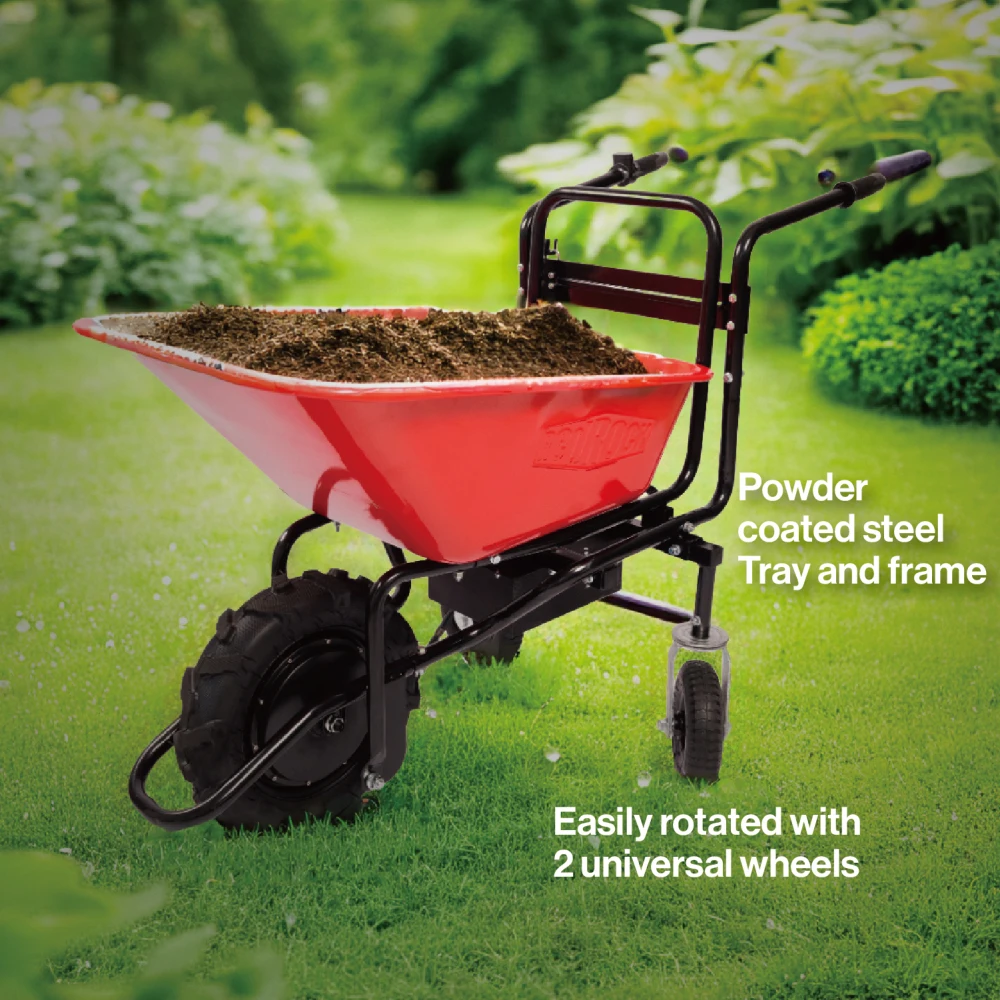 wheelbarrow electric Professional specs-this wheelbarrow uses an electric 24v 500w Brushless motor system, powered by (2)12v