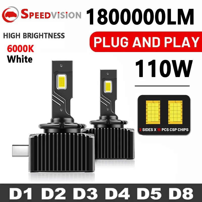 

D1S LED Headlight Canbus HID D3S Bulbs D2S D4S D5S D8S Auto Bulb 110W 180000LM Super Bright D1R D2R D3R D4R Car Lamp CSP 6000K