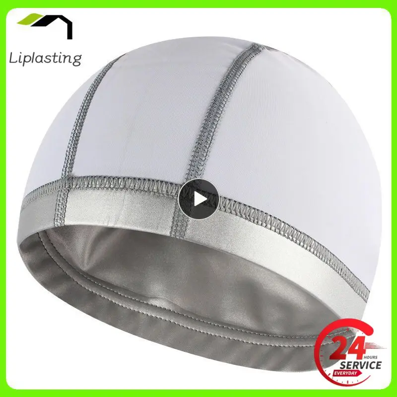 

Плавательная Водонепроницаемая однотонная эластичная шапка из полиуретана с ушками для взрослых, шапка для дайвинга с длинными волосами, свободный размер