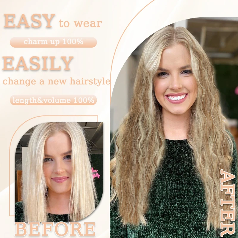 6pcs Black Curly Clip in Hair Extensions Hairpiece 24inch Curly Hair Extensions Wig for Women Daily&Party Use Hair Accessories