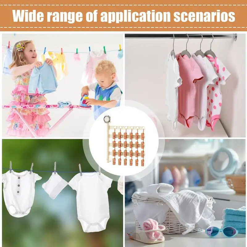 Laundry Drying Rack Travel Drying Rack Rotatable With Clips Convenient Lightweight Stable Foldable Wall-Mounted Laundry Hanger 5