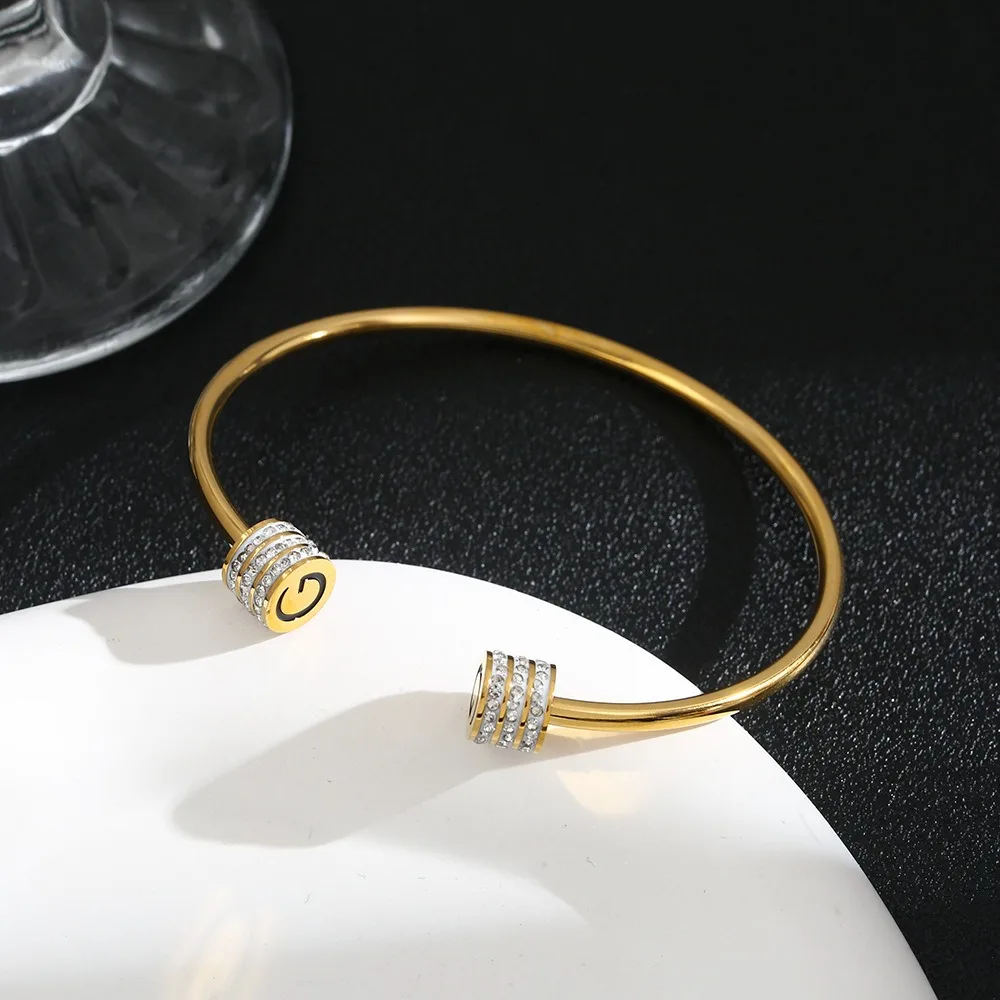 Turnish Stainless Steel 14k Gold plated Star Engraved M Letter Charm Beads  Chain Bracelets Bangles For Girl Women's Bracelet - AliExpress