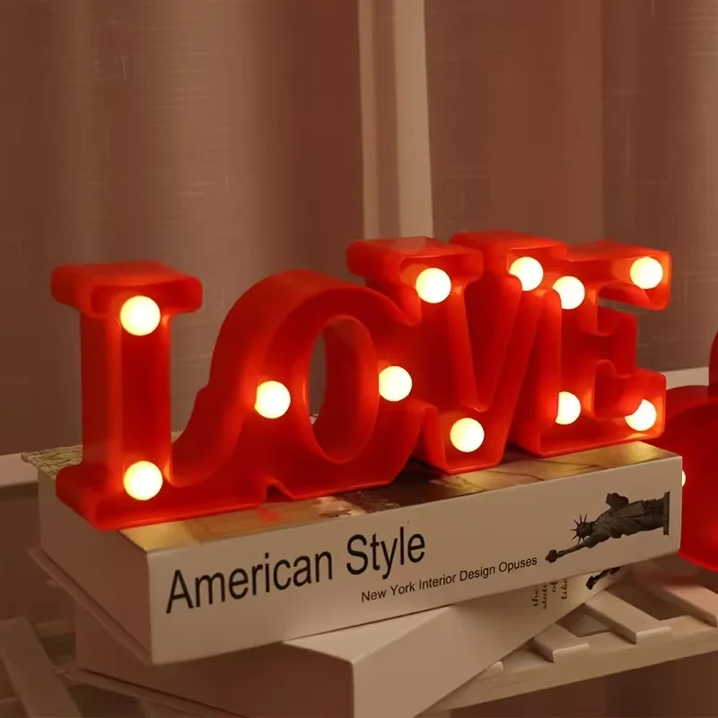 3D Love Letter LED Night Light Table Lamp for Valentines Day Christmas Wedding Home Decor Romantic Bedroom Atmosphere Light