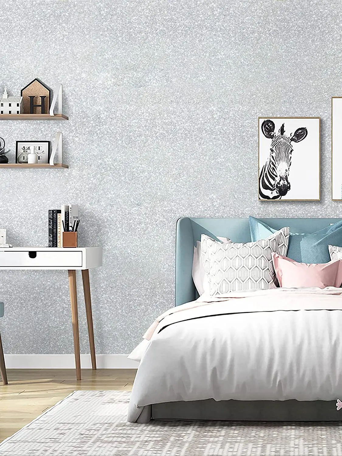 Glitter Contact Paper Peel and Stick Silver Gold Wallpaper Vinyl Film Self Adhesive Wall Paper for Wall Cabinet Dressing table
