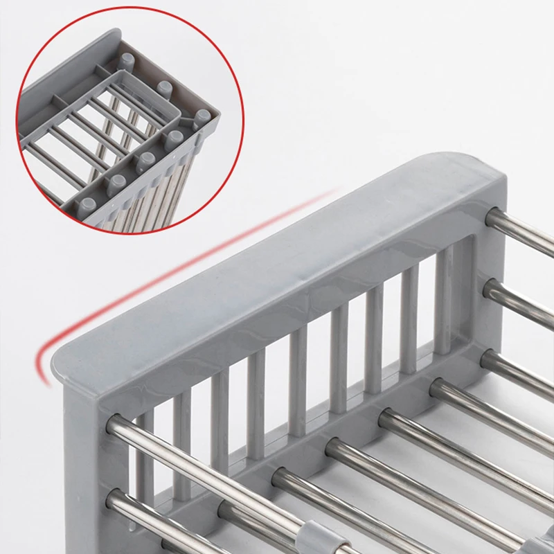 Retractable Stainless Steel Sink Strainer Drain Vegetable Fruit Drainer Basket Rack Storage Tool Sink Filter Rack Shelf