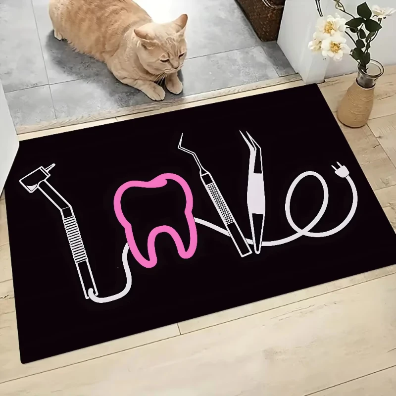 Dentist Tooth Doormat Non-slip Machine Washed Rug Graphic Printed Flannel Doormats for Kitchen Entrance Rugs Home Decor Carpet 3