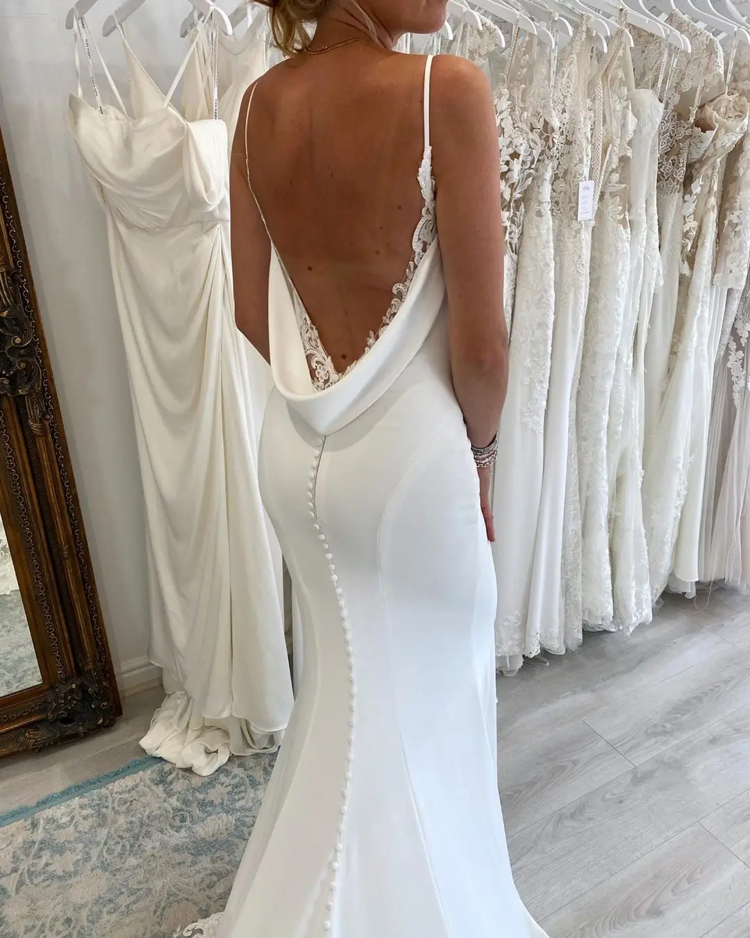 FATAPARESE Wedding Dress Full-length Crepe Gown Spaghetti Straps
