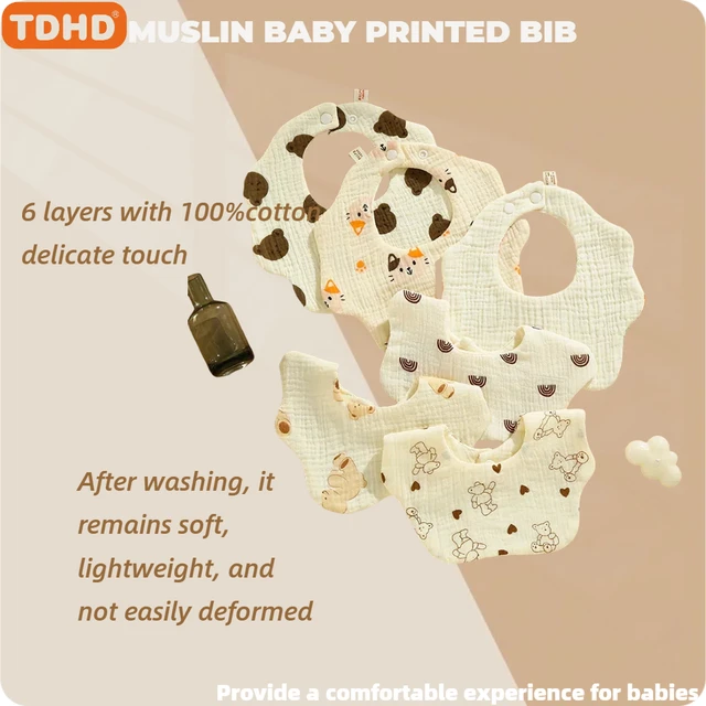 TDHD 3 pièces bavoirs d'alimentation pour bébé en gaze de coton été doux pétale bébé imprimé serviette bave nouveau-né enfant en bas âge bébé rot tissu enfants 1
