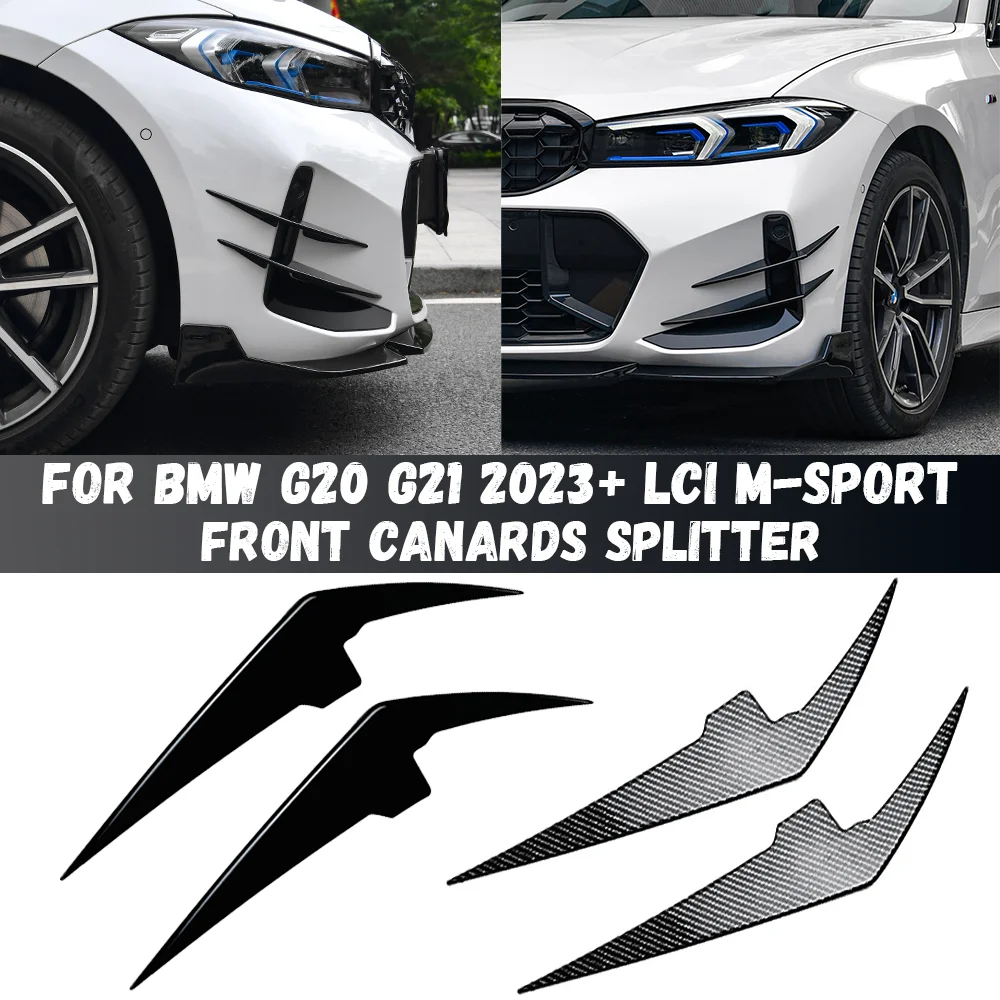 Auto Paraurti Anteriore Laterale Spoiler Splitter Lama D'Aria Per Bmw Serie 3 G20 G21 G28 Lci M Sport 318I 320I 330I M340I 2023 +