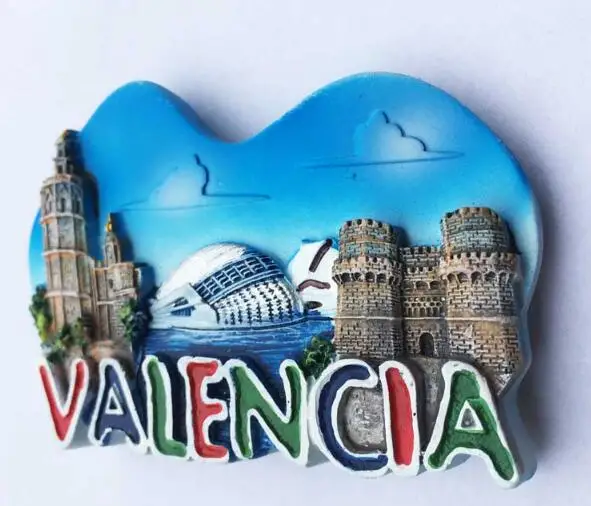 

Магнит на холодильник для дома Valencia Spain, дорожный сувенир, 3d украшения ручной работы, подарки из смолы, домашний декор